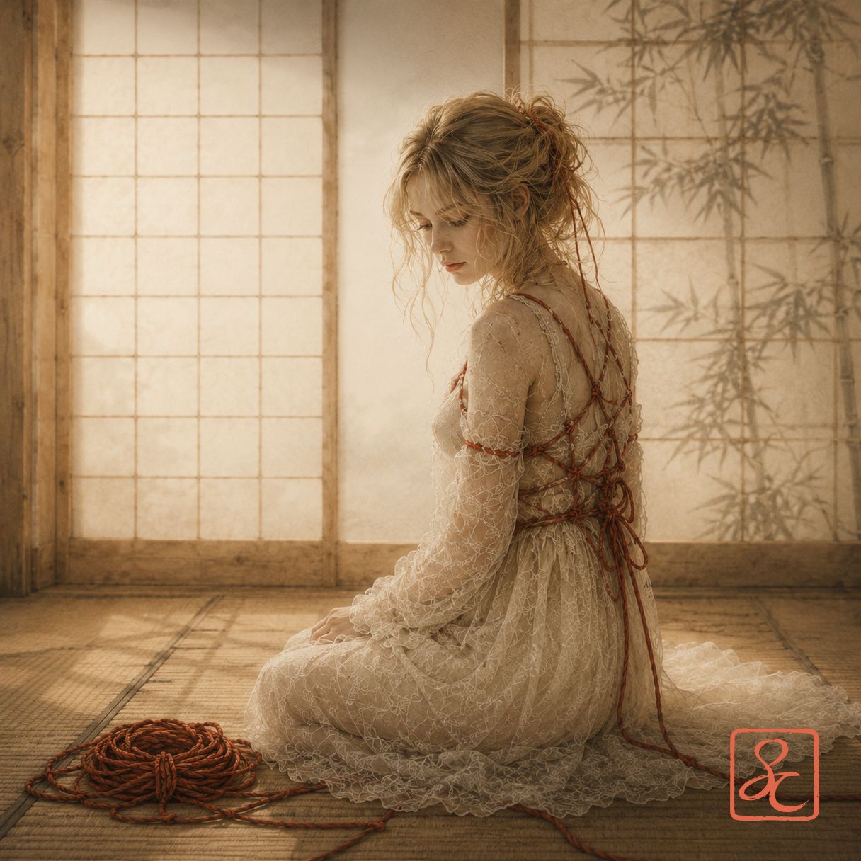 A young woman in an oriental salon.